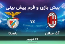 پیش بینی بازی آث میلان مقابل بنفیکا