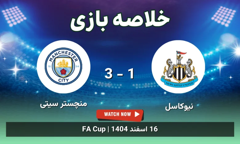 خلاصه بازی نیوکاسل 1 - 3 منچستر سیتی