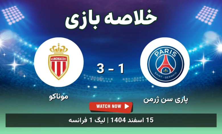 خلاصه بازی پاری سن ژرمن 1 - 3 موناکو