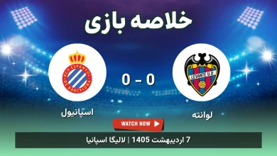 خلاصه بازی اسپانیول 0 - 0 لوانته