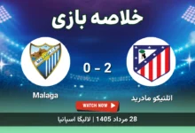 خلاصه بازی اتلتیکو مادرید 2 - 0 Malaga