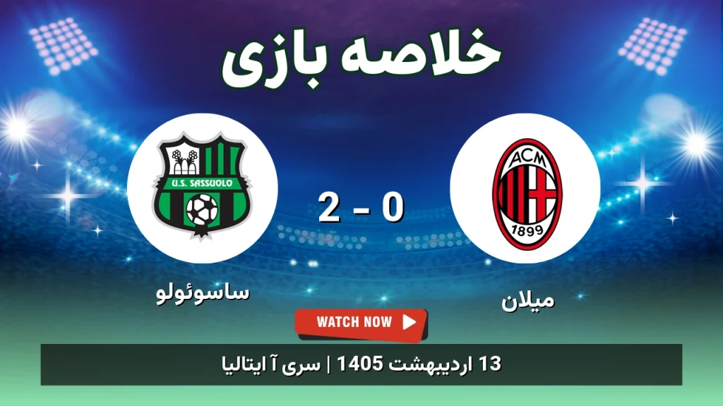 خلاصه بازی ساسوئولو 2 - 0 میلان