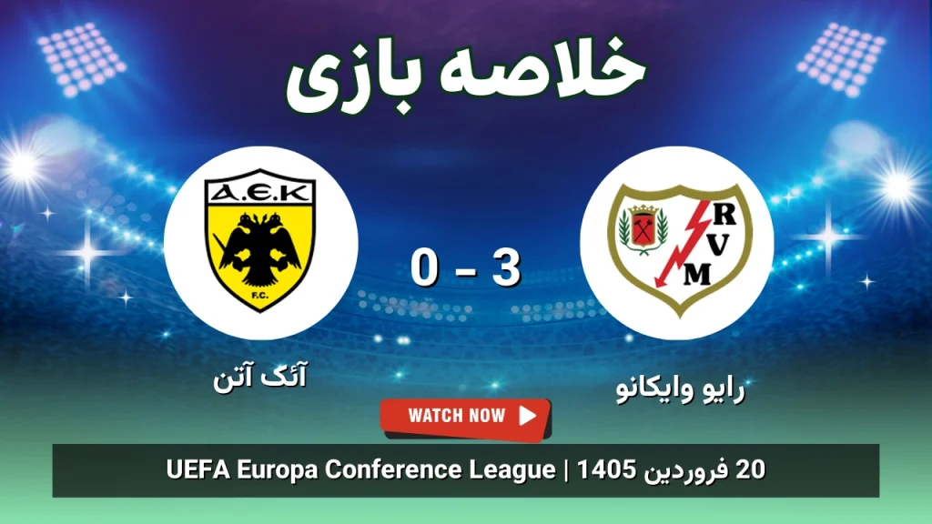خلاصه بازی رایو وایکانو 3 - 0 آئک آتن