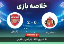 خلاصه بازی ساندرلند 0 - 2 آرسنال