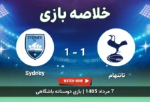 خلاصه بازی تاتنهام 1 - 1 Sydney
