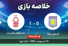 خلاصه بازی ناتینگهام فارست 1 - 0 استون ویلا