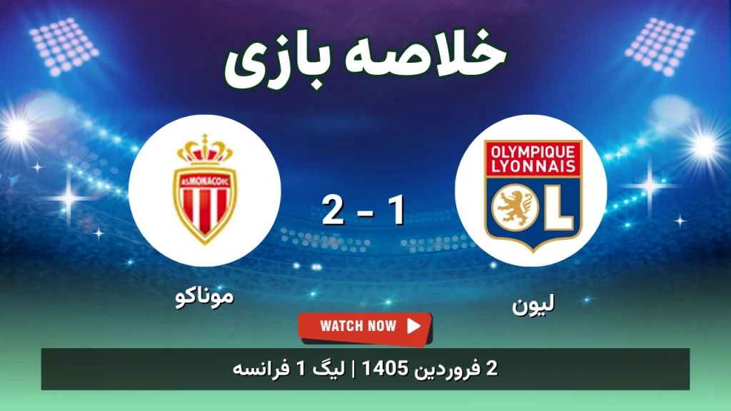خلاصه بازی لیون 1 - 2 موناکو